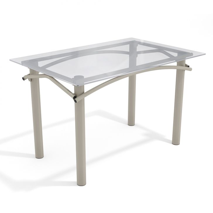 Mesa de Jantar Retangular com Tampo de Vidro Elba Cinza 120 cm