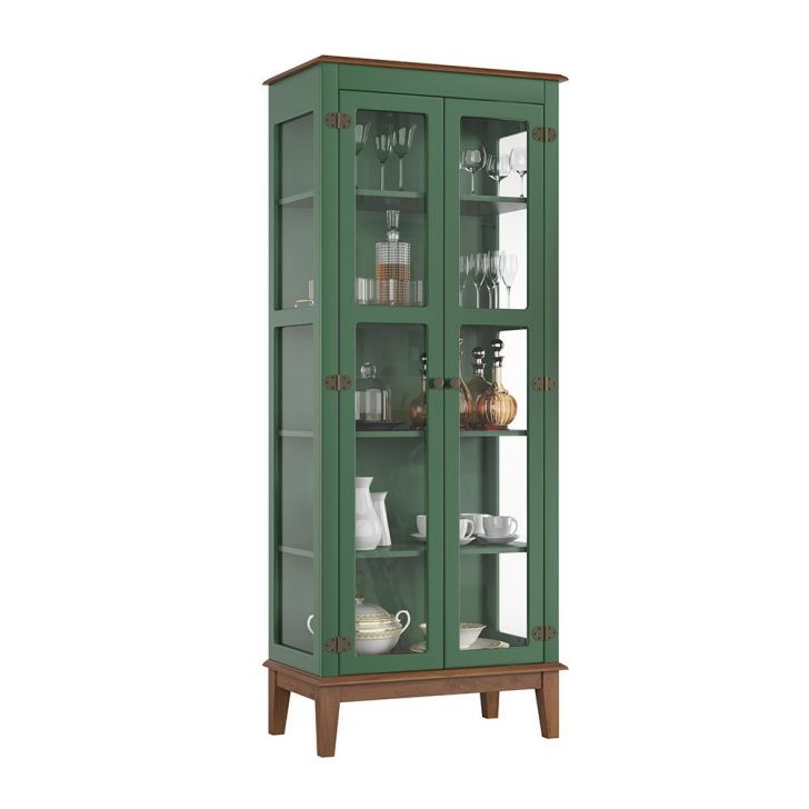 Cristaleira de Madeira  Maciça 2 portas - Verde