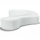 Sofá 3 Lugares Curvo Sala de Estar Living Firenze Direito D02 Corano Branco 210 cm C-12 - Lyam