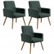 Kit 03 Poltronas Decorativas Para Sala Estar Maria W01 Pés Palito Linho Verde Musgo - Lyam Decor