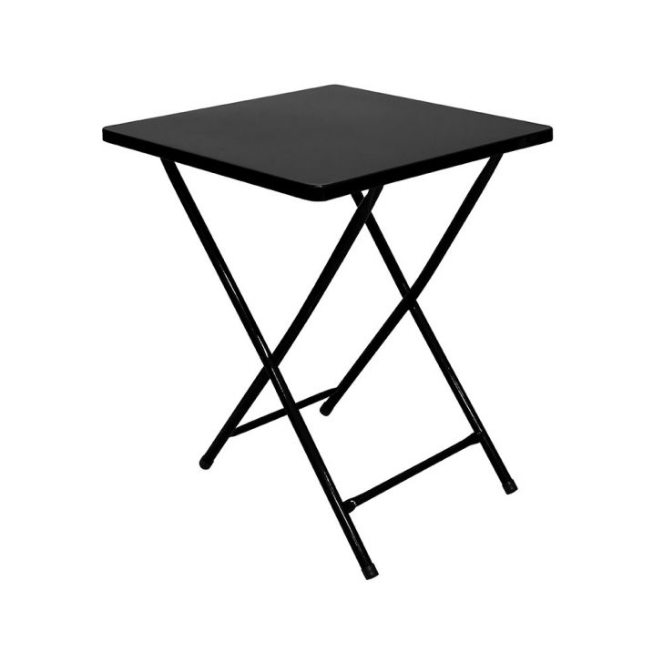 Mesa Quadrada Dobrável com Tampo Aço Erica Preta