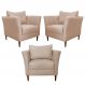Kit 3 Poltronas Decorativa Sala de Estar Pés Palito Lubbock Couro Bege G58 - Gran Belo