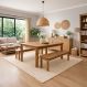 Conjunto de Mesa Retangular com Tampo de Madeira e 2 Bancos | Banquetas Corona Mel