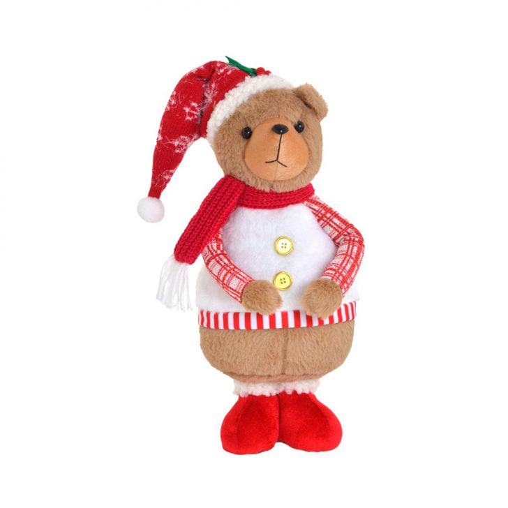 Enfeite Natalino Espressione Urso Branco e Marrom 42 cm
