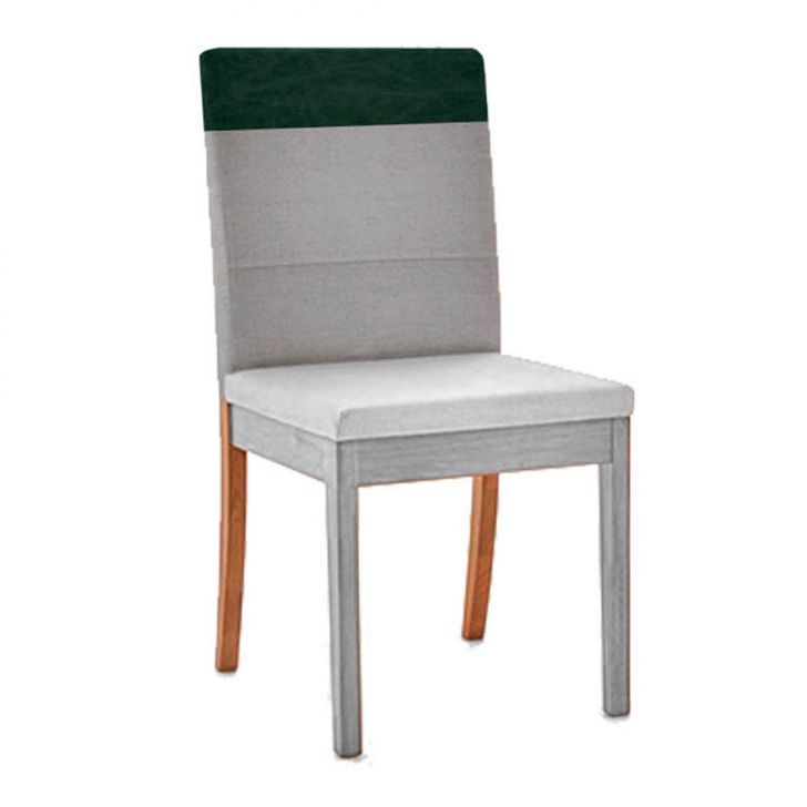 Encosto Faixa Iguatemi Madeira Maciça Avelã Linho Cinza e Chumbo Esverdeado