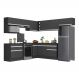 Armário de Cozinha Completa de Canto com Rodapé Veneza Multimóveis V2106 Preto/Branco