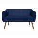 Namoradeira 02 Lugares Julia Suede Azul Marinho 140 cm Pés Palito Castanho D'Rossi