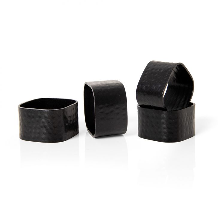 Kit com 4 Anéis de Guardanapo Cronos Preto