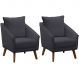 Kit 2 Poltronas para Sala e Escritório Decorativas Ellen Veludo Cinza