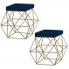 Kit 2 Puffs Decorativo Sala de Estar Base Gold Trixie Veludo Azul - Gran Belo