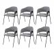 Conjunto 6 Cadeiras Veneza Bouclé Cinza Metal Preto