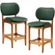 Kit 02 Banquetas Baixa Bar Cozinha E Sala De Jantar Fixa Betta L02 Imbuia Facto Verde Musgo - Lyam Decor