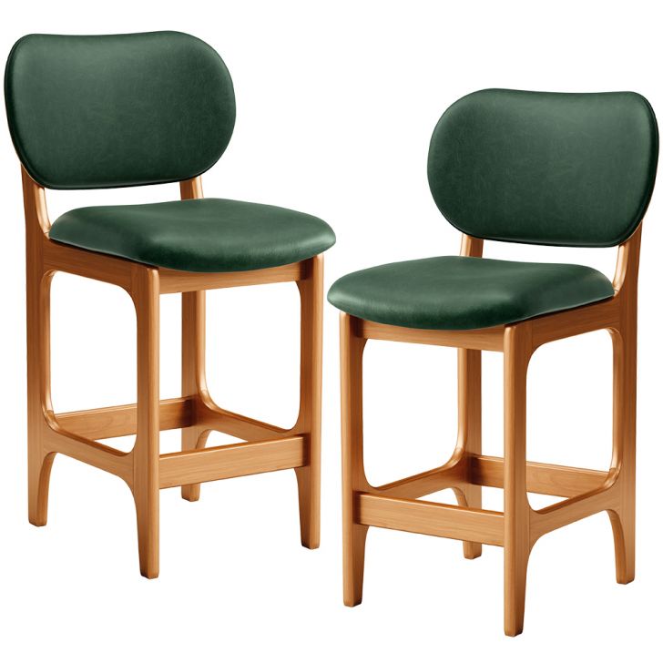 Kit 02 Banquetas Baixa Bar Cozinha E Sala De Jantar Fixa Betta L02 Imbuia Facto Verde Musgo - Lyam Decor