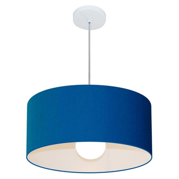 Pendente Cilíndrico 4052 Cúpula em Tecido 50x21cm Azul Marinho - Bivolt