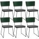 Kit 06 Cadeiras Decorativas Sala Jantar Allana L02 Facto Verde Musgo Linho Cinza Escuro - Lyam Decor