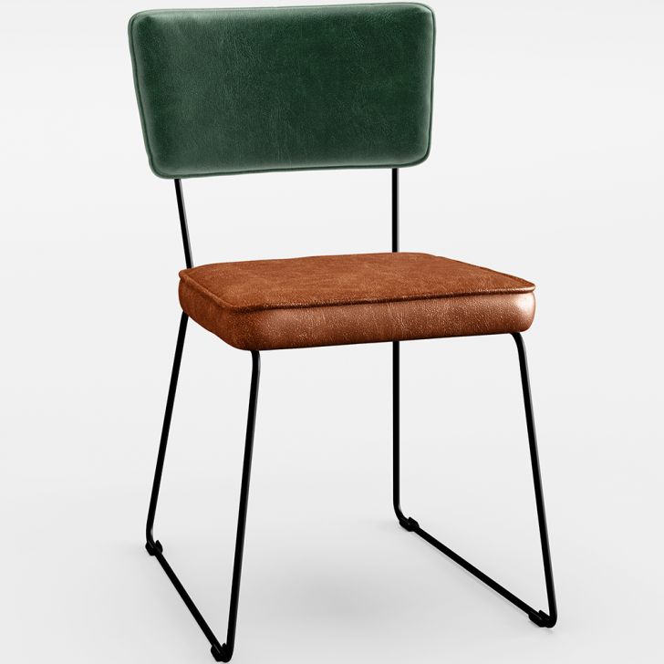 Cadeira Decorativa Estofada Sala Jantar Allana L02 Facto Verde Musgo Couríssimo Camel - Lyam Decor
