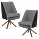 Kit 02 Poltronas Decorativa Base Giratória Pérsia D02 Veludo Cinza C-317 Corano Preto B-97 - Lyam Decor