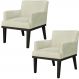 Kit 02 Poltronas Decorativas Para Sala de Estar e Recepção Beatriz W01 Suede Bege - Lyam Decor