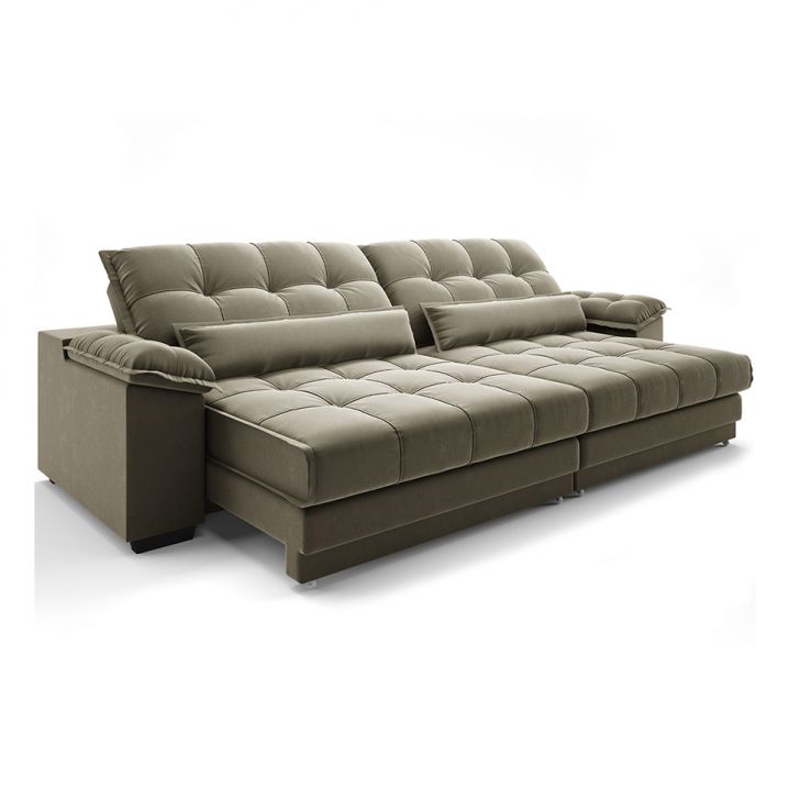 Image of Sofá 3 Lugares Retrátil E Reclinável Majestic Veludo Fendi PLA-MO895UP32NPNMOB