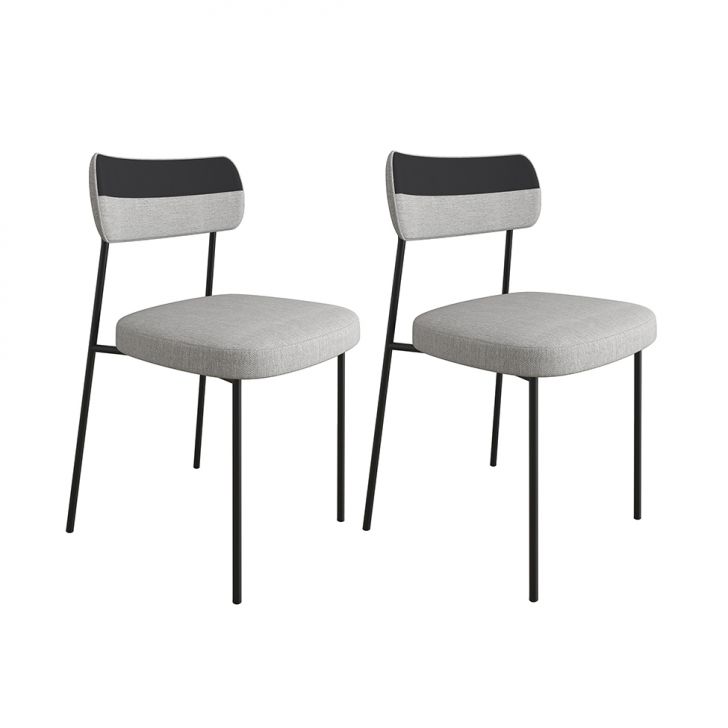 Conjunto com 2 Cadeiras Mona Linho Cinza e Preto