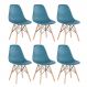 Kit 6 cadeiras Charles Eames Eiffel DSW com pés de madeira clara Turquesa