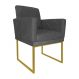 Poltrona Decorativa Klara Base Gold Veludo Cinza - Montanaris Decor