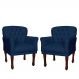 Kit 02 Poltronas Decorativas Anita Pés Luis XV Suede Azul Marinho - DS Estofados