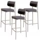 Kit 03 Banquetas Alta Bar Cozinha Sala De Jantar Aço Branco Kaira C01 Linho Cinza Courino Preto - Lyam Decor