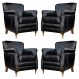 Kit 04 Poltronas Decorativas Sala de Estar Brunei Pés Príncipe Couro Preto G58 - Gran Belo