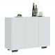 Aparador Buffet 3 Portas com Pés Quadrados Veneza Multimóveis V1010 Branco/Preto