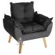 Poltrona Decorativa Confortavel Opala Preto com fibra de silicone e pés quadrado SMF DECOR