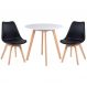 Kit - Mesa De Jantar Leda 90 Cm Branco + 2 Cadeiras Estofadas Leda Preto