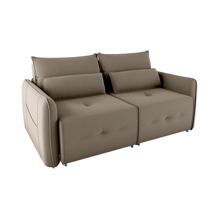Image of Sofá 3 Lugares Retrátil E Reclinável Celine Veludo Capuccino 205 Cm PLA-MO895UP22OIBMOB