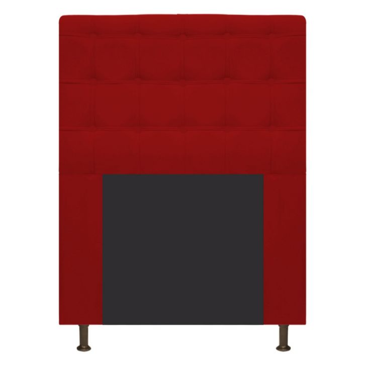 Cabeceira Estofada Dama 90 cm Solteiro Com Botonê  Suede Vermelho - Amarena Móveis