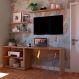 Conjunto de Mesa com Estante e 3 Prateleiras Siena Carvalho Mel