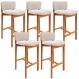 Kit 05 Banquetas Alta Para Cozinha Sala de Jantar Bar Dara L02 Suede Bege - Lyam Decor