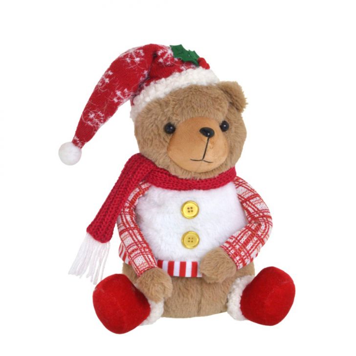 Enfeite Natalino Espressione Urso Marrom Claro e Branco 33 cm