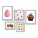 Kit Com 5 Quadros Decorativos - Cupcake Doceria Lanchonete Cozinha - 119kq01b