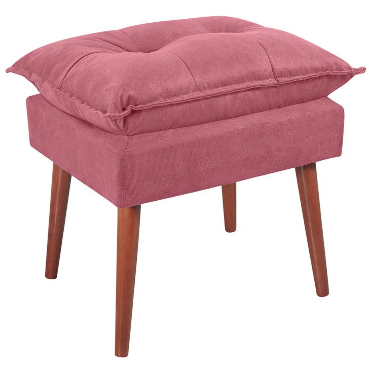 Puff Puf Opall Pes Palito 55x40cm Suede Rosa Escuro MPassos