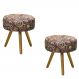 Kit 02 Puffs Banqueta Redondo Classic Suede Mosaico Amarelo - DS Estofados
