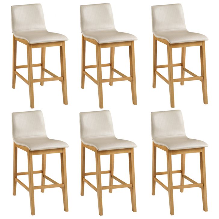 Kit 06 Banquetas Altas Estofada Para Cozinha Sala De Jantar Fixa Elis B05 Facto Bege - Lyam Decor