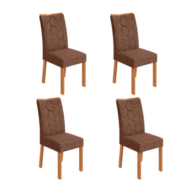 Conjunto com 4 Cadeiras Rayla Revestimento Sintético Avelã e Amêndoa