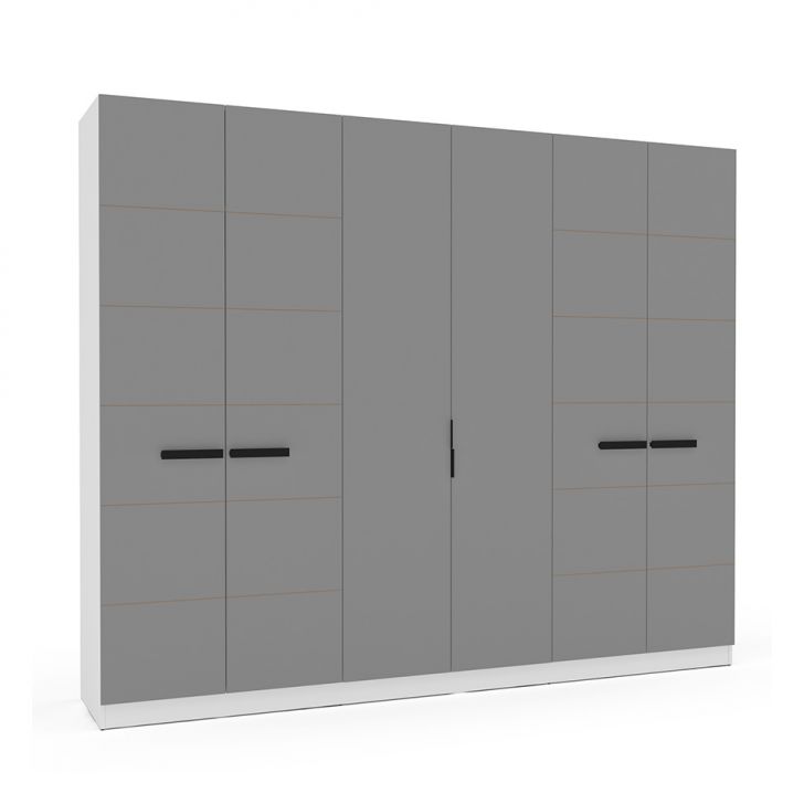Guarda-roupa Casal Lisboa 6 Portas 4 Gavetas Branco E Cinza