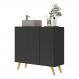 Gabinete Banheiro 3 Portas Retrô 90cm Multimóveis V5030 Preto/Natural
