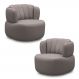 Kit 2 Poltronas Decorativas Mariele Sala de Estar Base Giratória em Aço Couro Avelã G88 - Gran Belo