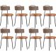 Kit 08 Cadeiras Decorativas Estofada Para Sala Jantar Barcelona L02 Couríssimo Marrom Camel - Lyam