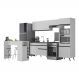 Armário de Cozinha com Bancada/Mesa Gourmet Veneza Multimóveis MP2174 Branco/Preto