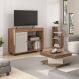 Conjunto para Sala de Estar Sampa com Rack para TV até 47 Polegadas, Mesa de Centro e Mesa Lateral Cinamomo e Off White