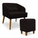 Poltrona Decorativa com Puff Virgínia Veludo Marrom - Montanaris Decor