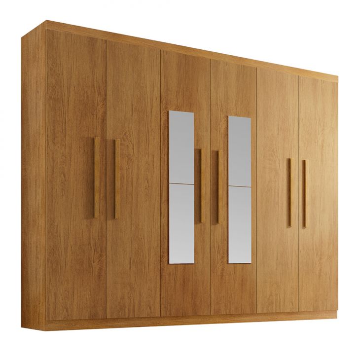 Guarda-roupa Casal Com Espelho Malibu 100% Mdf 6 Portas 2 Gavetas Imbuia